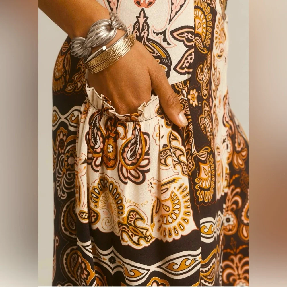 FARM RIO Anthropologie Printed Wide Leg Pants - Picture 3 of 13